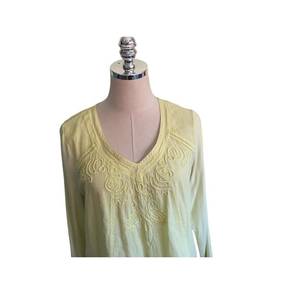 Soft Surroundings Top Women's Size PS Small Petit Yellow Long Sleeve V-Neck - Picture 2 of 7
